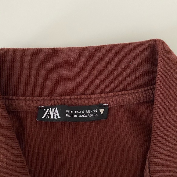 BURGUNDY FITTED COTTON POLO DRESS ZARA - Picture 2 of 5